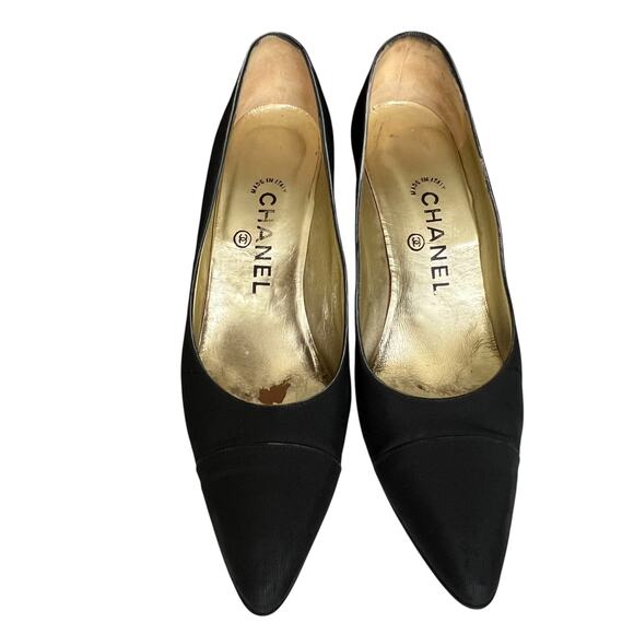 Chanel Black Interlocking CC Logo Nylon Pumps, US7.5,/T37.5 - Picture 6 of 15